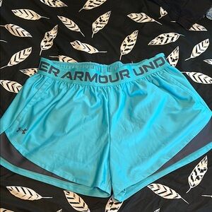 Under Armour Blue Athletic Shorts with Curved Hem